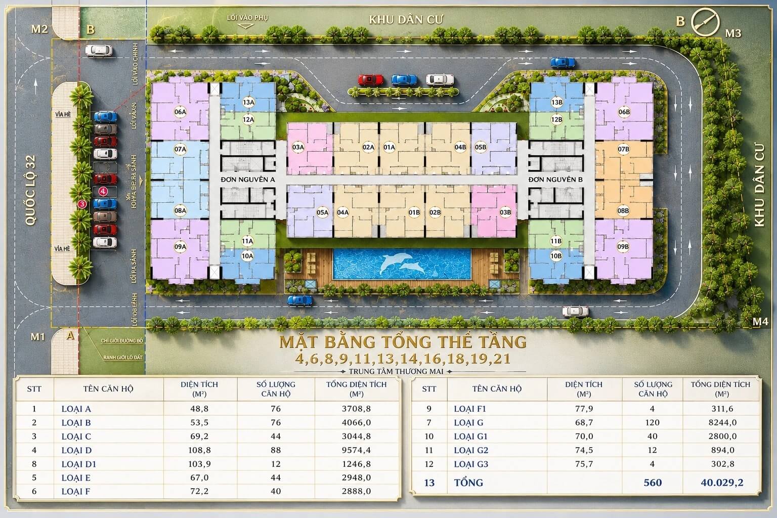 mặt bằng  dự án hà sơn sweet home trạm trôi